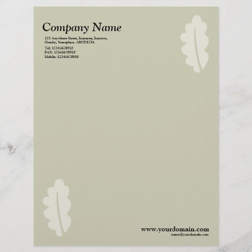 Elegant Oak Leaf _ Warm Beige Letterhead