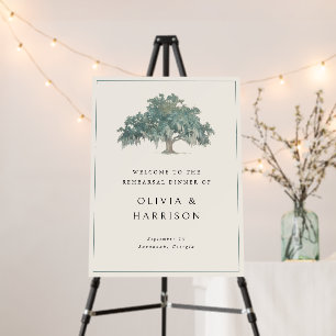 Elegant Oak Tree Green Southern Wedding Welcome Foam Board