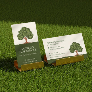 Elegant Oak Tree Lawn Care Landscaping Arborists  Business Card