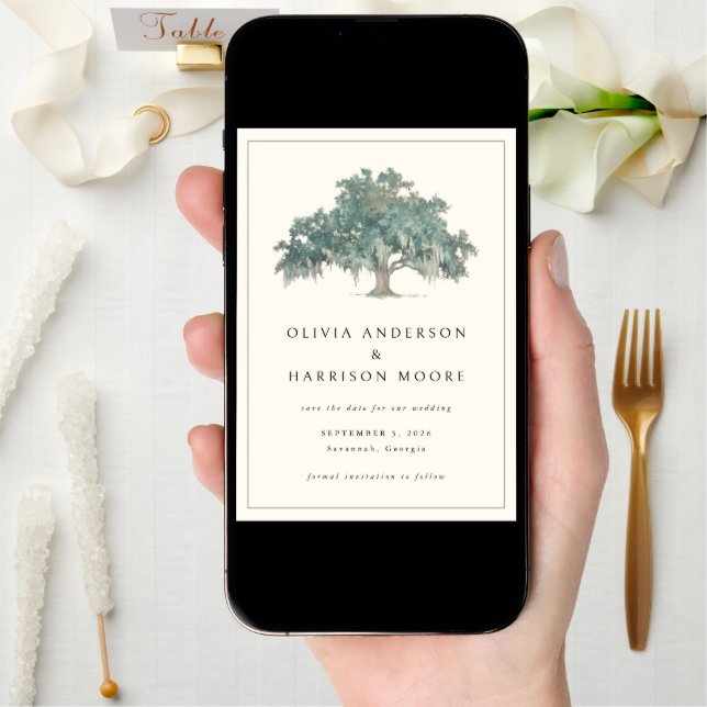 Elegant Oak Tree Southern Wedding Save The Date (Front Digital)