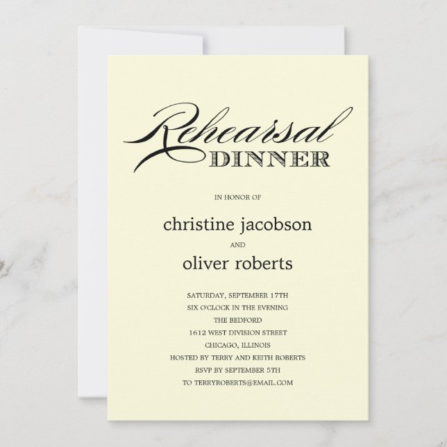 Elegant Occasion Rehearsal Dinner Invitations (Front)
