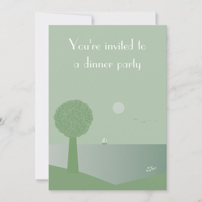 Elegant Ocean At Night Dinner Party Invitations (Front)