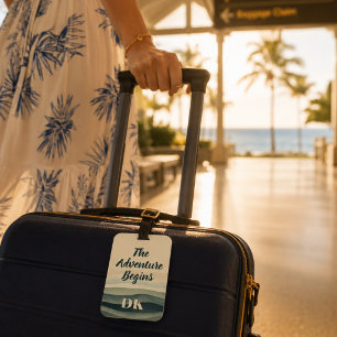 Elegant Ocean Beach Destination Wedding Monogram Luggage Tag