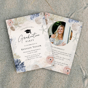 Elegant Ocean Beach Graduation Party Invitation