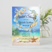 Elegant Ocean Beach Starfish Shell Bridal Shower Invitation (Standing Front)