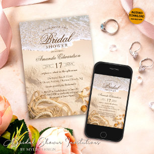 Elegant Ocean Beach Summer Bridal Shower Invitation
