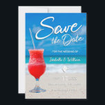Elegant Ocean Beach Summer Drink Save the Date<br><div class="desc">Elegant Ocean beach red summer drink save the date invitation. The text can be changed using right the "Details" menu. To fit everything to your needs please click the "Customize" button and you can text style and colour change. Other colors are available. You can change the paper type on the...</div>