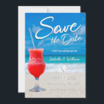 Elegant Ocean Beach Summer Drink Save the Date<br><div class="desc">Elegant Ocean beach red summer drink save the date invitation. The text can be changed using right the "Details" menu. To fit everything to your needs please click the "Customize" button and you can text style and colour change. Other colors are available. You can change the paper type on the...</div>