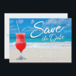 Elegant Ocean Beach Summer Drink Save the Date<br><div class="desc">Elegant Ocean beach red summer drink save the date invitation. The text can be changed using right the "Details" menu. To fit everything to your needs please click the "Customize" button and you can text style and colour change. Other colors are available. You can change the paper type on the...</div>