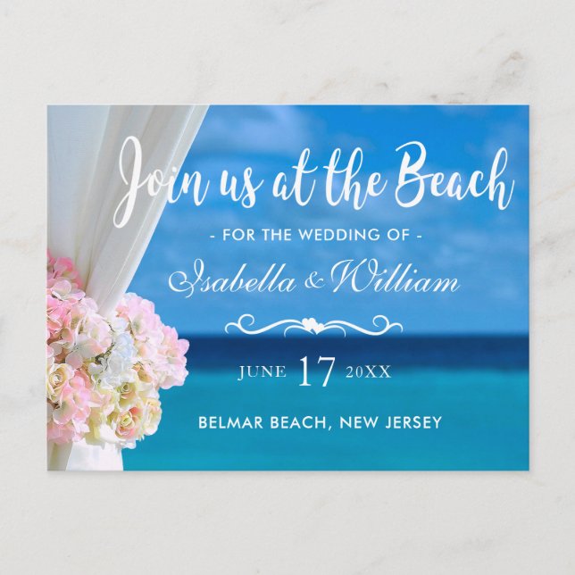 Elegant Ocean Beach Summer Save the Date Announcement Postcard (Front)