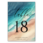 Elegant Ocean Beach Summer Watercolor Wedding Table Number