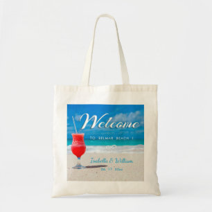 Elegant Ocean Beach Wedding Drink Welcome Favor Tote Bag