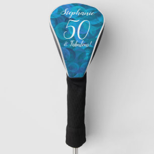 Elegant Ocean Blue 50 and Fabulous Birthday Party Golf Head Cover