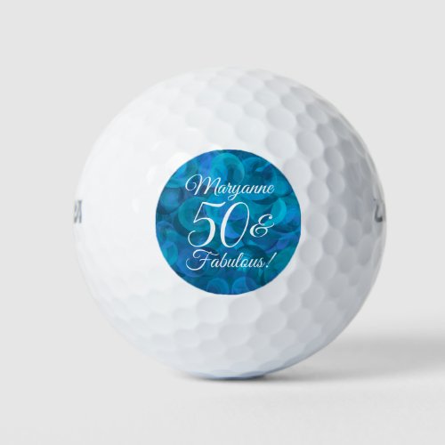 Elegant Ocean Blue 50  Fabulous Birthday Party Golf Balls