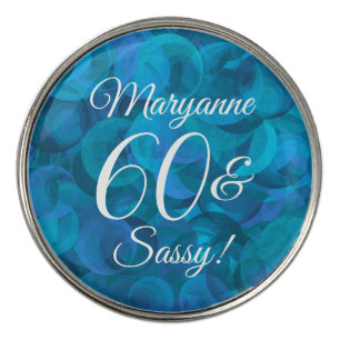 Elegant Ocean Blue 60 & Sassy Birthday Party Golf Ball Marker