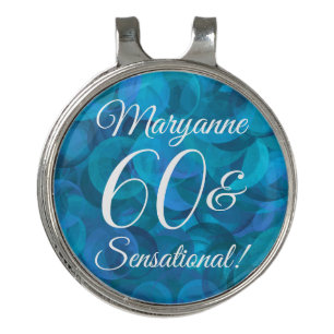 Elegant Ocean Blue 60 & Sensational Birthday Party Golf Hat Clip
