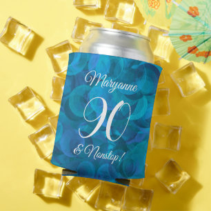 Elegant Ocean Blue 90 and Nonstop Birthday Party Can Cooler