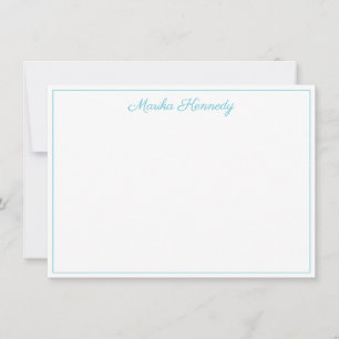 Elegant Ocean Blue Script Border Note Card