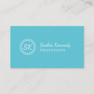 Elegant Ocean Blue Script Professional Monogram Business Card