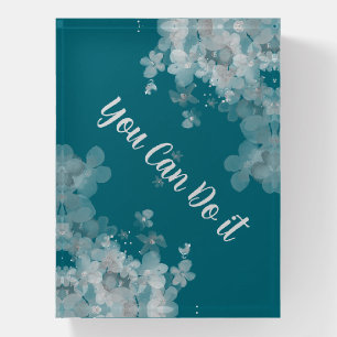 Elegant ocean blue watercolor floral Quote Paperweight