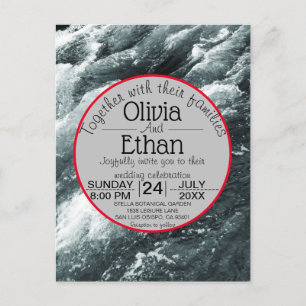 Elegant ocean blue waves Invitation postcard