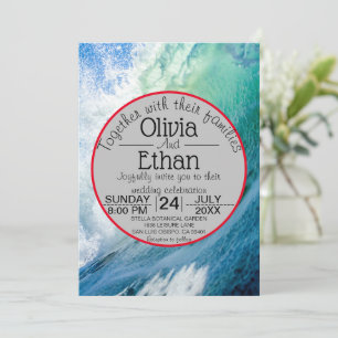 Elegant ocean blue waves Wedding Invitation