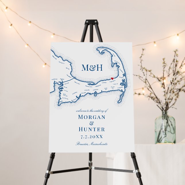 Elegant Ocean Edge Resort Wedding Welcome Sign (In Situ (Stand))