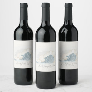 Elegant Ocean-Inspired Reception Wine Label