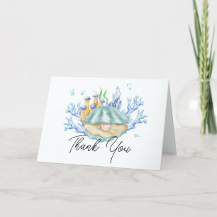 Elegant Ocean Pearl Under The Sea Baby Shower Letterpress Thank You Card