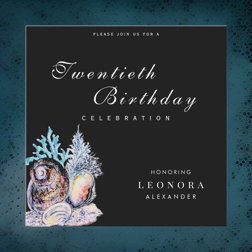 Elegant Ocean Seashell ANY Birthday Party Invitation