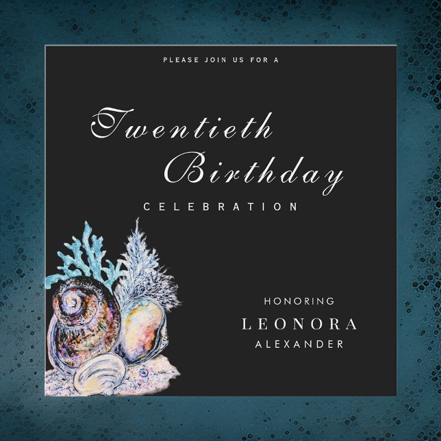 Elegant Ocean Seashell ANY Birthday Party Invitation (Creator Uploaded)