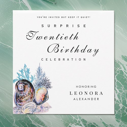 Elegant Ocean Seashell ANY Surprise Birthday Party Invitation