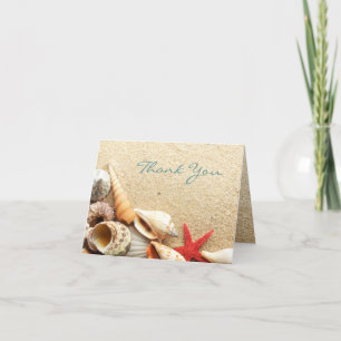 elegant ocean seashells beach wedding thank you