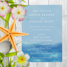 Elegant Ocean Watercolor Wedding Invitation