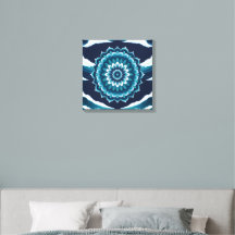 Elegant Ocean Wave Mandala Canvas Wall Art