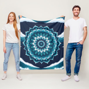 Elegant Ocean Wave Mandala Throw Blanket