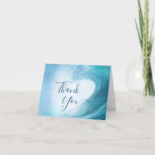 Elegant Ocean Wave Photo Beach Wedding Letterpress Thank You Card