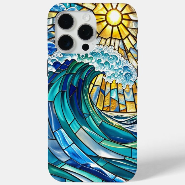 Elegant Ocean Waves & Sun Glow – Stunning Stained  Case-Mate iPhone Case (Back)