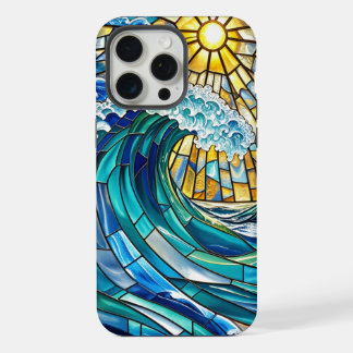 Elegant Ocean Waves & Sun Glow – Stunning Stained  iPhone 15 Pro Max Case