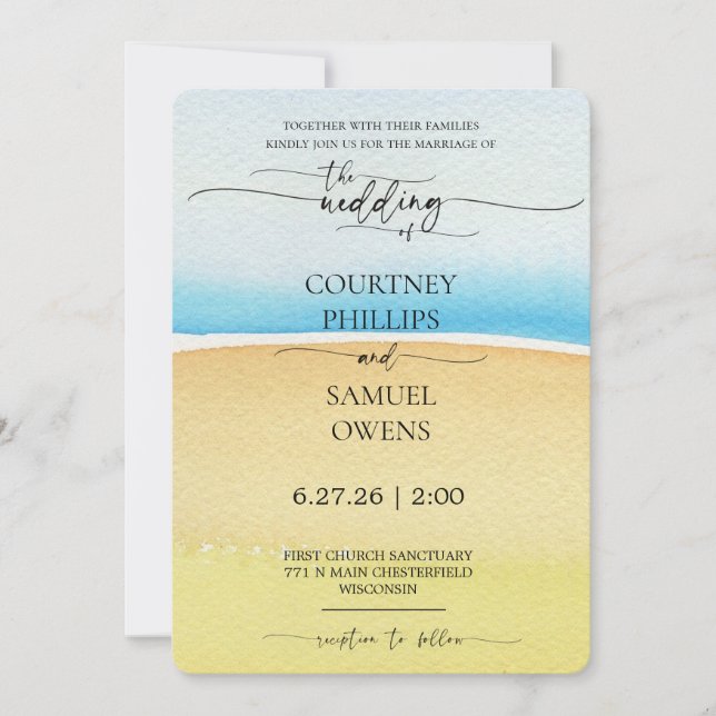 Elegant Ocean Waves Wedding Invitation (Front)