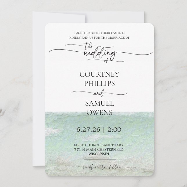 Elegant Ocean Waves Wedding Invitation (Front)