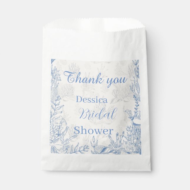 Elegant oceane blue toile Favor Bags (Front)