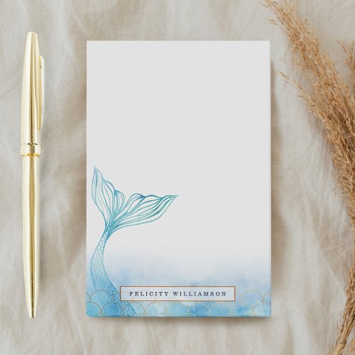 Elegant Oceanic Mermaid Watercolor  Gold Accent Post_it Notes