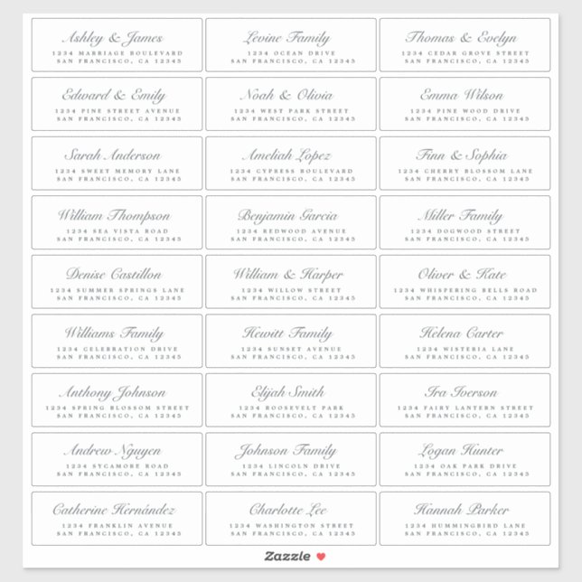 Elegant Off Black Script Guest Address Sticker (Sheet)