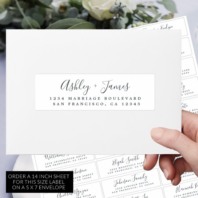 Elegant Off Black Script Guest Address Sticker (Creator Uploaded)