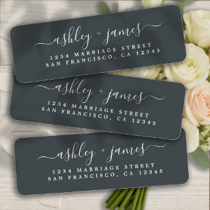 Elegant Off Black Wedding Return Address Label