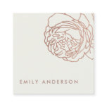 ELEGANT OFF WHITE BLUSH PINK ROSE GOLD FLORAL SQUARE BUSINESS CARD