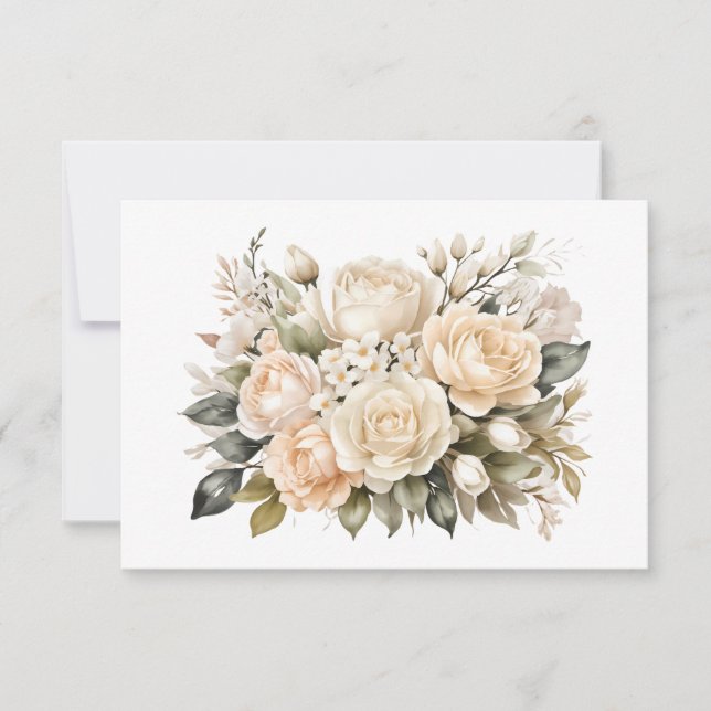 Elegant Off-White Floral Bouquet Flat  Note Card (Front)