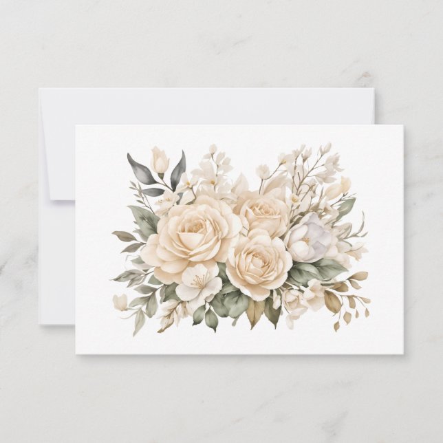 Elegant Off-White Floral Bouquet Flat  Note Card (Front)