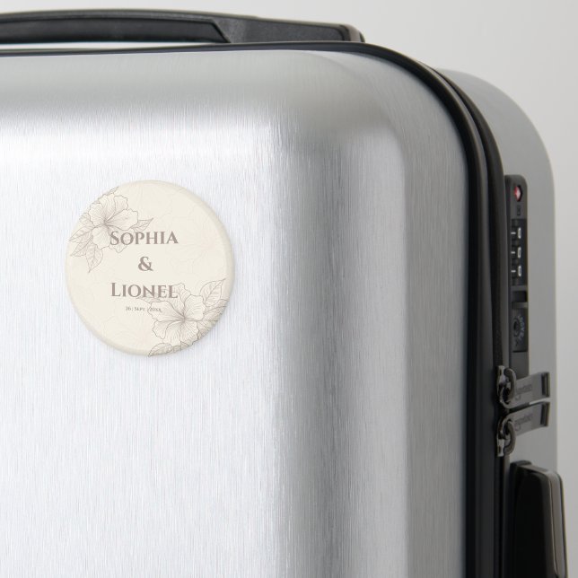 Elegant Off White Floral Wedding  Magnet (In Situ (Luggage))